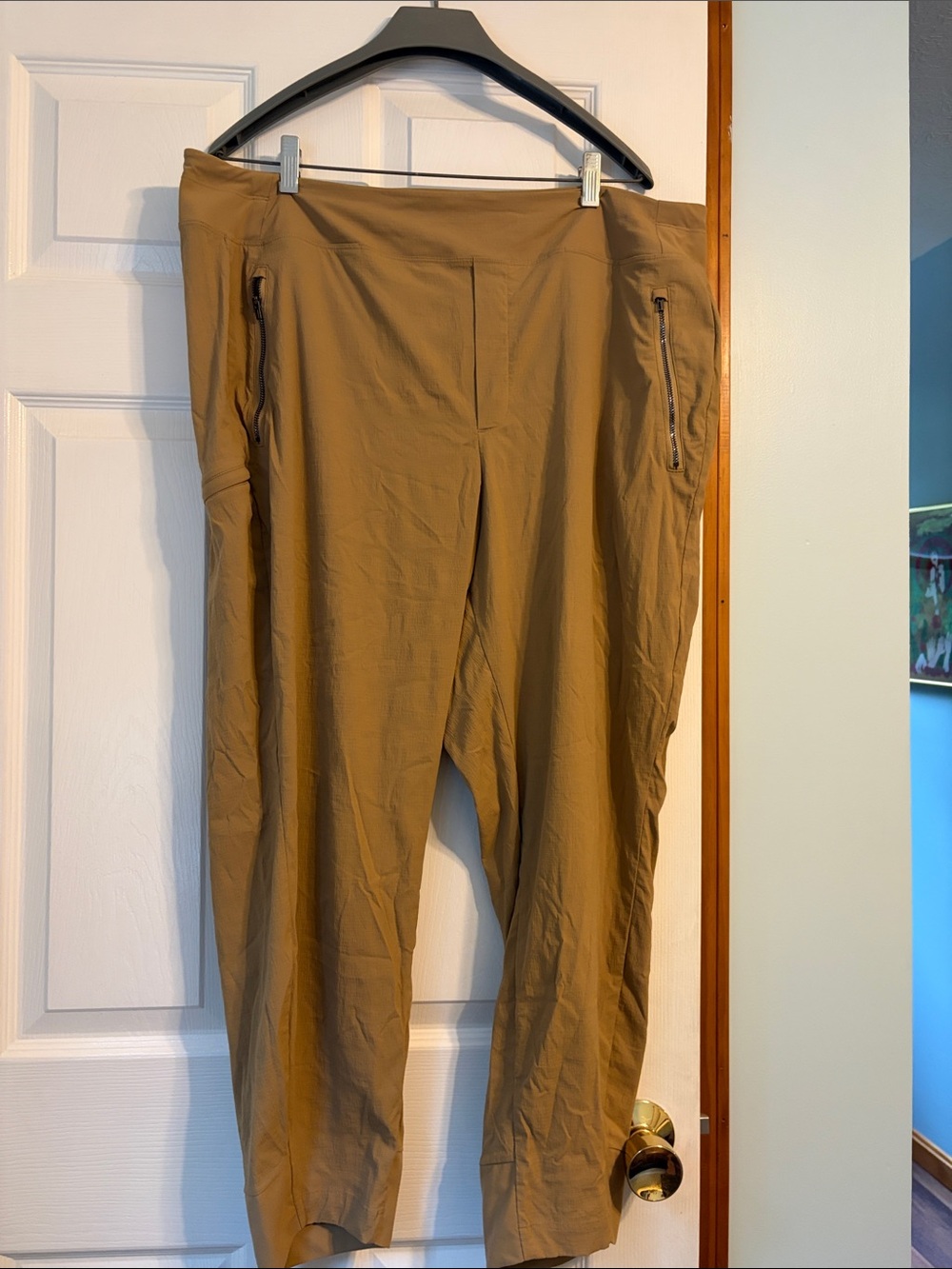 Athleta Brown/Tan Track Joggers with Zippered Side Pockets